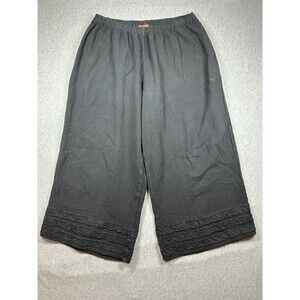 Oh My Gauze Pants Womens Size 2 Cotton Stretch Sheer Wide Leg Crop Black Beach